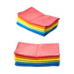 Rainbow colored pile of towels isolated