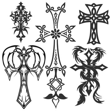 crosses (crucifix) tattoo, religious design elements