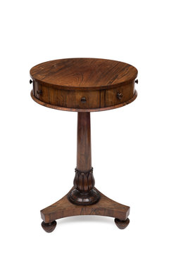 A Vintage Wooden Round Drum End Table