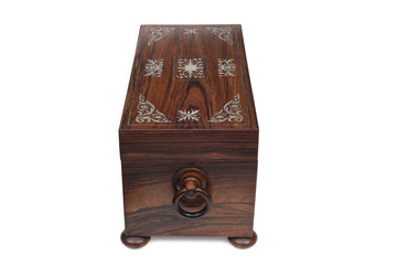 Side View of a Closed Antique Wooden Jewelry Box