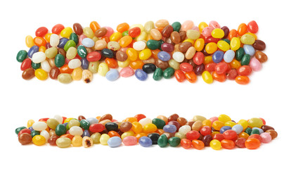 Line made of jelly beans isolated
