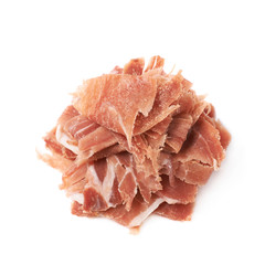 Pile of jamon slices isolated
