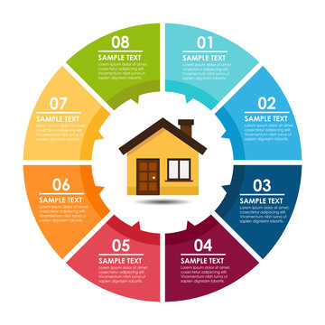 House and circle info-graphic. Vector illustration