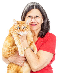 Mature Woman and Large Cat