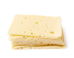 Pile of cheese slices isolated