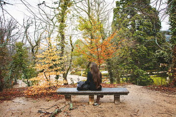 Girl resting in the forest