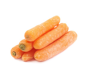 Pile of baby carrots isolated