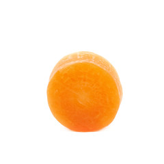 Single baby carrot slice isolated