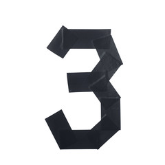 Number three symbol made of insulating tape