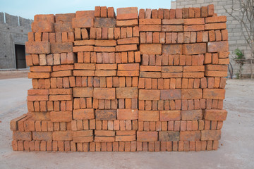 Stack of orange bricks