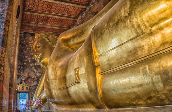 Large reclining Buddha image in Bangkok, Thailand