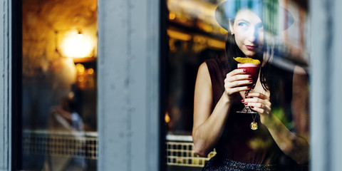 Girl Lady Style Restaurant Leisure Chill Cafe Fun Concept