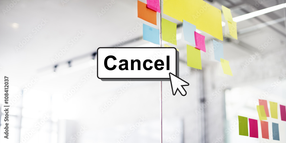 Poster click cancel button interface concept