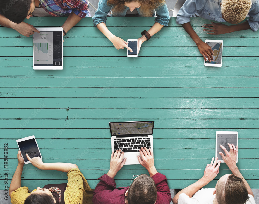 Poster connecting connection digital device wireless concept