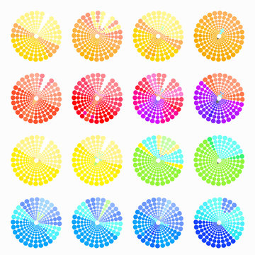 Set circular color different shades of blue  illustration