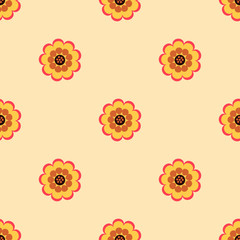 Seamless pattern of beautiful flowers on a light background heat