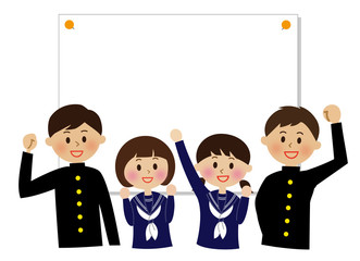 ガッツポーズをする笑顔の生徒