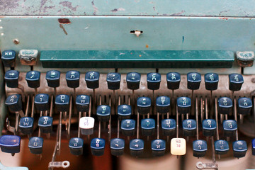 Detail of vintage Thai alphabet typewriter 