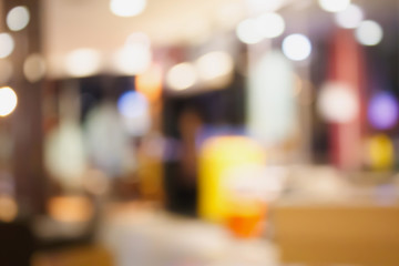 Coffee shop cafe blurred background with bokeh