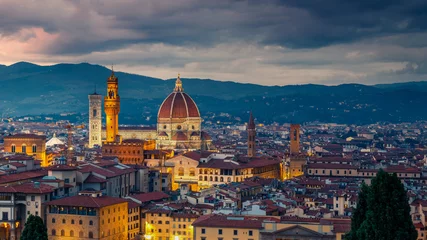 Foto op Plexiglas Aerial view of Florence at night, Italy © sborisov
