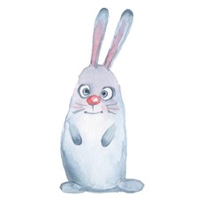 Fototapeta premium Animal set. Hare, rabbit. Watercolor illustration, isolated on white