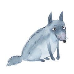 Animal set. Wolf. Watercolor illustration, isolated on white