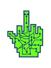 Obraz premium wichser middle finger stinkefinger fuck you off evil insult showing hand sign symbol mouse pointer arrow click elekronisch online