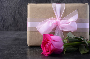 Mothers Day gift with pink rose.