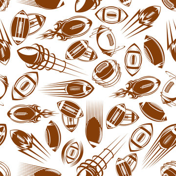 American football or rugby balls seamless pattern
