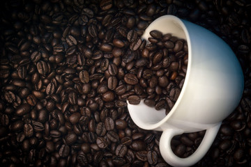 coffee mug  and  Coffee beans