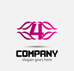 Obraz premium Abstract icons for number 4 logo 