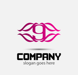 Number nine 9 logo icon template elements
