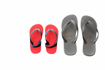 Gray and red beach sandals flip flops isolated