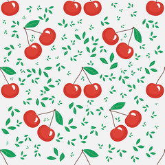 Seamless pattern of red cherry on a pink background