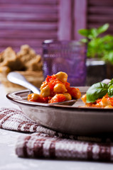 Chickpeas cooked with  sauce