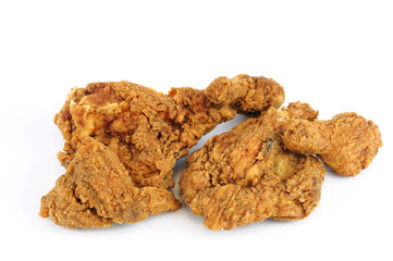 fried chicken on white background
