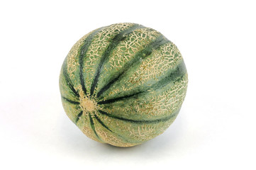 fresh cantaloupe melon on white background