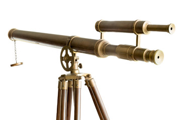 Obraz na płótnie Canvas Vintage brass telescope isolated