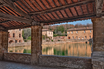 old thermal baths in Bagno Vignoni, Tuscany, Italy