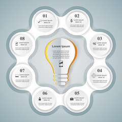 Business Infographics origami style Vector illustration. Bulb icon.