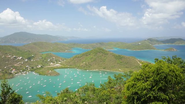 Locked down view of Coral Bay on St. John, United States Virgin Islands.