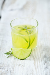 lime lemonade on wooden background