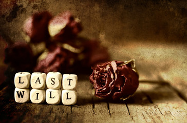splotchy retro effect on photo concept last will and testament