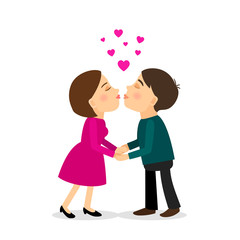 Kissing couple. Young couple kissing vector illustration
