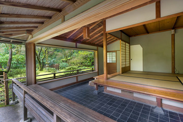 Tea House at Japanese Garden in Spring