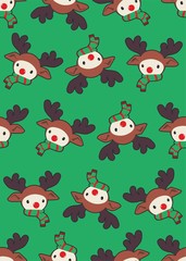 Reindeer seamless Christmas pattern