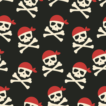 Vector seamless pattern skulls and crossbones background