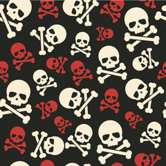 Vector seamless pattern skulls and crossbones background