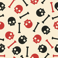 Vector seamless pattern skulls and crossbones background