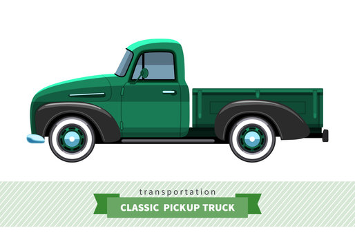 Classic pickup truck side view